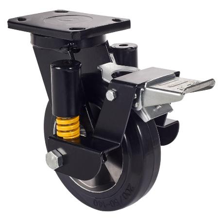 RUEDA GIRATORA PLACA FR.10HLSEFN250-DEB SUSPENSION GOMA NEGRA ELASTICA BOLAS