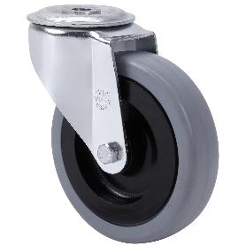 RUEDA GIRATORA AGUJERO M12 INOX.20ZVLI100-PGAN POLIAMIX-GOMA GRIS EJE LISO