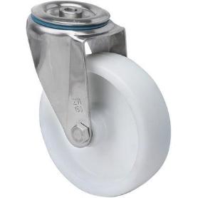 RUEDA GIRATORA AGUJERO M12 INOX.20ZVLI80-UTR POLIAMIX BLANCO EJE RODILLOS