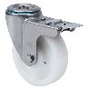 RUEDA GIRATORA AGUJERO M12 FRENO INOX.20ZVLIFD100-FT NYLON BLANCO EXTRAF.LISO
