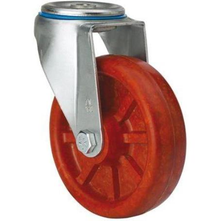 RUEDA GIRATORA AGUJERO M12 INOX.20ZVLI80-TD RESINA MARRON EJE LISO