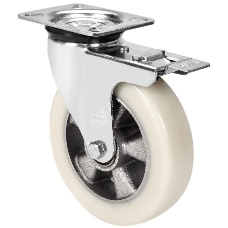 Rueda giratora placa fr.4mm 10zvrfd200-ausb alum.-poliur.blancovelocbolas
