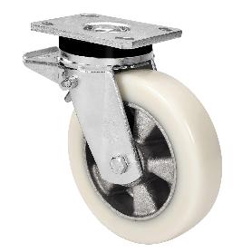 Rueda giratora placa freno 10slrfd200-ausb alum.-poliur.blancovelocbolas