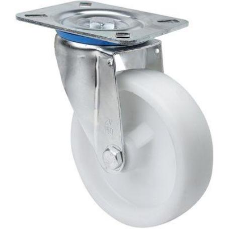 RUEDA GIRATORA PLACA 10ZVL150-UT POLIAMIX BLANCO EJE LISO
