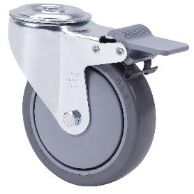 RUEDA GIRATORA AGUJERO M12 FRENO 20ZVLFD150CP-PUISB POLIP.-POLIUR.GRIS BOLAS