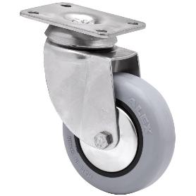 RUEDA GIRATORA PLACA INOX.10BHI60CP-PGIA POLIAMIX-GOMA GRIS EJE LISO