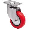 RUEDA GIRATORA PLACA INOX.10BHI60CP-PPIA POLIAMIX-POLIUR.ROJO EJE LISO