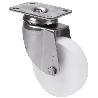 RUEDA GIRATORA PLACA INOX.10BHI60-BP PLASTICO BLANCO EJE LISO