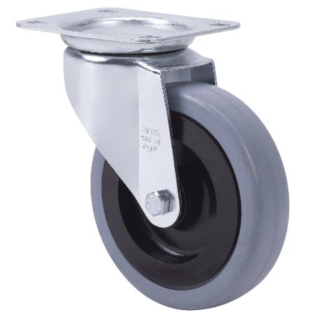 RUEDA GIRATORA PLACA 10ZVL150-PGAN POLIAMIX-GOMA GRIS EJE LISO