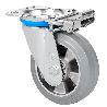 RUEDA GIRATORA PLACA MEC.DIR.10ZVMD160-DEGB ALUMINIO-GOMA GRIS ELASTICA BOLAS