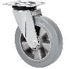 RUEDA GIRATORA PLACA 4MM 10ZVR160-DEGB ALUMINIO-GOMA GRIS ELASTICA EJE BOLAS