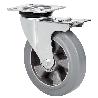 RUEDA GIRATORA PLACA FRENO 4MM 10ZVRFD160-DEGB ALUM-GOMA GRIS ELASTICA BOLAS