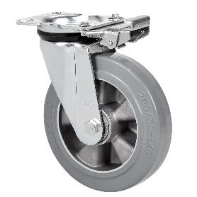 RUEDA GIRATORA PLACA MEC.DIR.4MM 10ZVRMD200-DEGB ALUM-GOMA GRIS ELASTICA BOL.