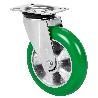 RUEDA GIRATORA PLACA 4MM 10ZVR160-AUAGB ALUMINIO-POLIUR.VERDE BOLAS BALONA