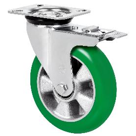 RUEDA GIRATORA PLACA FR.4MM 10ZVRFD200-AUAGB ALUM-POLIUR.VERDE BOLAS BALONA
