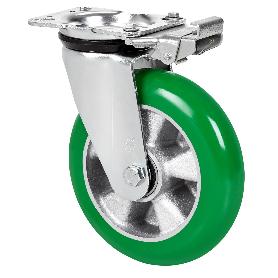 RUEDA GIRATORA PLACA MEC.DIR.4MM 10ZVRMD200-AUAGB ALU-POLIUR.VERDE BOL.BALONA