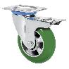 RUEDA GIRATORA PLACA FRENO 10ZVFD160-AUAGB ALUMINIO-POLIUR.VERDE BOLAS BALONA