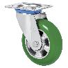 RUEDA GIRATORA PLACA 10ZV200-AUAGB ALUMINIO-POLIUR.VERDE EJE BOLAS BALONA