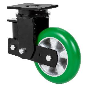 RUEDA GIRATORA PLACA 10HLSB200-AUAGB SUSPENSION POLIUR.VERDE EJE BOLAS BALONA