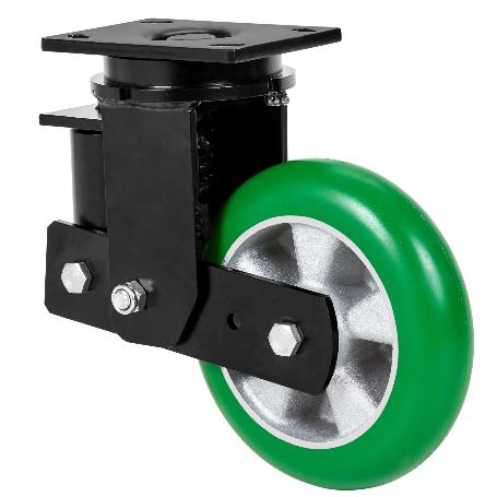 RUEDA GIRATORA PLACA 10HLSB200-AUAGB SUSPENSION POLIUR.VERDE EJE BOLAS BALONA
