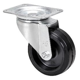 RUEDA GIRATORA PLACA 10ZV100-THG GOMA NEGRA TECNOPOLIMERO EJE LISO