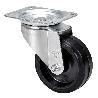 RUEDA GIRATORA PLACA INOX.10ZVLI100-THG GOMA NEGRA TECNOPOLIMERO EJE LISO