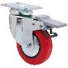 RUEDA GIRATORA PLACA FRENO 10BHFD60CP-PPIA POLIAMIX-POLIUR.ROJO EJE LISO