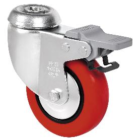 RUEDA GIRATORA AGUJERO M10 FRENO 20BHFD60CP-PPIA POLIAMIX-POLIUR.ROJO LISO