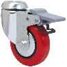 RUEDA GIRATORA AGUJERO M10 FRENO 20BHFD60CP-PPIA POLIAMIX-POLIUR.ROJO LISO