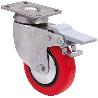 RUEDA GIRATORA PLACA FRENO INOX.10BHIFD60CP-PPIA POLIAMIX-POLIUR.ROJO LISO