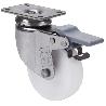 RUEDA GIRATORA PLACA FRENO INOX.10BHIFD60-BP PLASTICO BLANCO EJE LISO