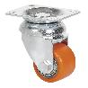 RUEDA GIRATORA PLACA 10LP35-VNB HIERRO-POLIUR.VULCANIZADO NARANJA EJE BOLAS