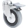 RUEDA GIRATORA AGUJERO M12 FRENO 20BHAFD125CP-PGAN POLIAMIX-GOMA GRIS LISO