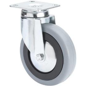 RUEDA GIRATORA PLACA 10BHA100CP-PGASB POLIAMIX-GOMA GRIS EJE BOLAS
