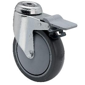 RUEDA GIRATORA AGUJERO M12 FRENO 20BHAFD100CP-PGAISB GOMA GRIS EJE BOLAS