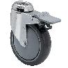 RUEDA GIRATORA AGUJERO M12 FRENO 20BHAFD125CP-PGAISB GOMA GRIS EJE BOLAS