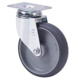 RUEDA GIRATORA PLACA 10BHA125-PGZR POLIAMIX-GOMA GRIS INYECT.EJE RODILLOS