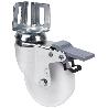 RUEDA GIRATORA PLETINA ANGULAR FRENO 16BHFD60-BP PLASTICO BLANCO EJE LISO