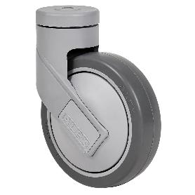RUEDA GIRATORA AGUJERO M12 21HC125CP-PGAISB GOMA GRIS EJE BOLAS