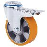 RUEDA GIRATORA AGUJERO M12 FRENO 20ZVLFD80-AUB ALUMINIO-POLIUR.NARANJA BOLAS