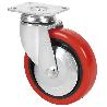 RUEDA GIRATORA PLACA 10BHA100CP-PPIA POLIAMIX-POLIUR.ROJO EJE LISO