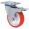 RUEDA GIRATORA PLACA FRENO INOX.10ZVLIFD80-PO NYLON BLANCO-POLIUR.ROJO LISO
