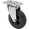 RUEDA GIRATORA PLACA INOX.10ZVI160-PSR POLIAMIX-GOMA NEGRA EJE RODILLOS