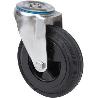 RUEDA GIRATORA AGUJERO M12 INOX.20ZVI160-PSR POLIAMIX-GOMA NEGRA EJE RODILLOS