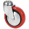 RUEDA GIRATORA AGUJERO M12 20BHA125CP-PPIA POLIAMIX-POLIUR.ROJO EJE LISO