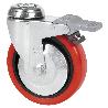RUEDA GIRATORA AGUJERO M12 FRENO 20BHAFD125CP-PPIA POLIAMIX-POLIUR.ROJO LISO