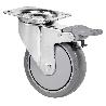 RUEDA GIRATORA PLACA FRENO 10ZVLFD150CP-PGAISB GOMA GRIS EJE BOLAS