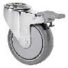 RUEDA GIRATORA AGUJERO M12 FRENO 20ZVLFD100CP-PGAISB GOMA GRIS EJE BOLAS