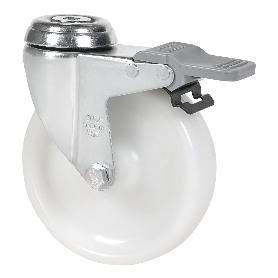 RUEDA GIRATORA AGUJERO M10 FRENO 20BHAFD100-UTR POLIAMIX BLANCO EJE RODILLOS