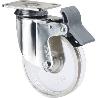 RUEDA GIRATORA PLACA FRENO 10BHFD60-BPC POLICARBONATO TRANSP. EJE LISO